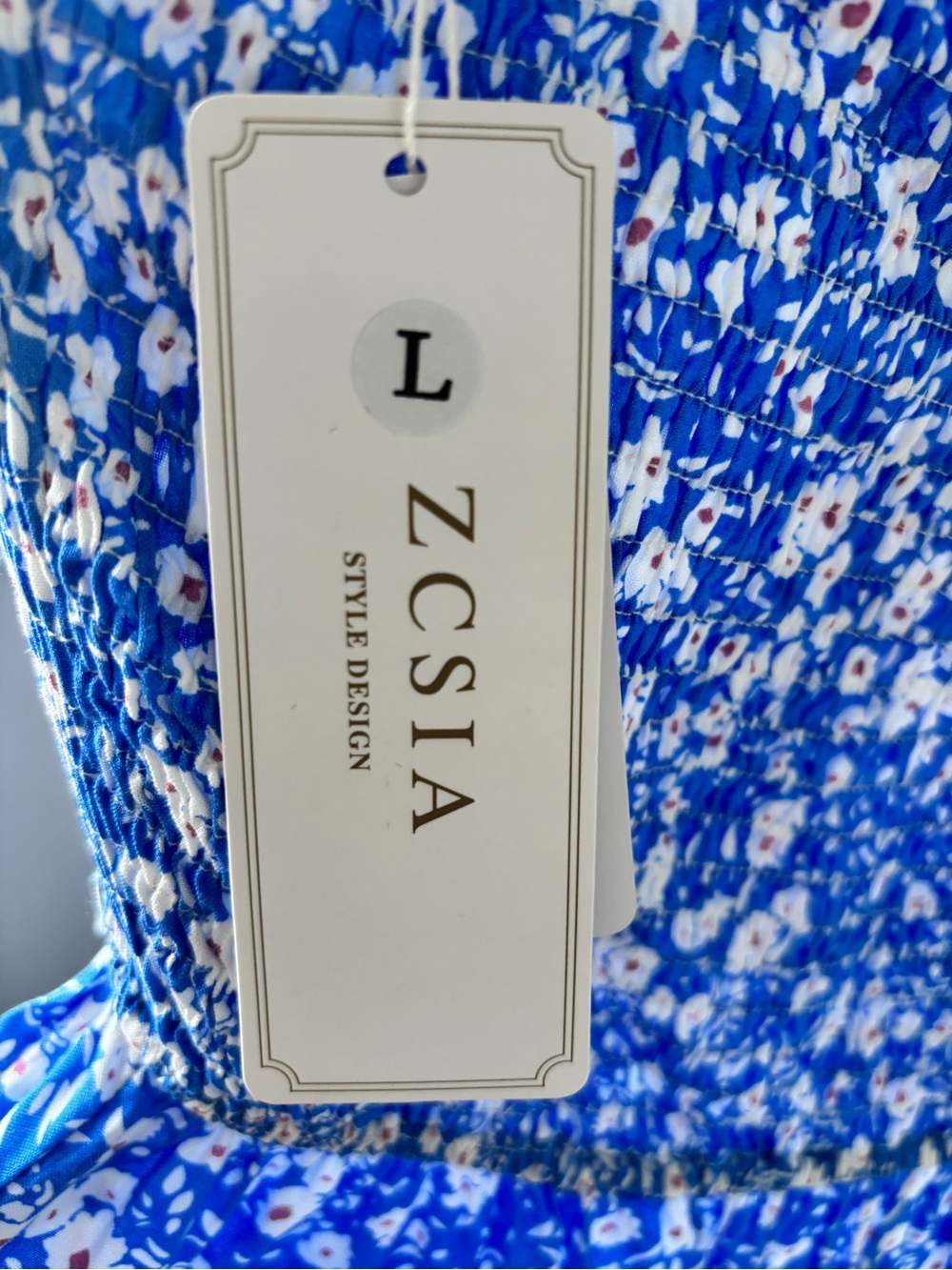 One-Shoulder Blue Floral Tiered Maxi Dress - Picture 3 of 4